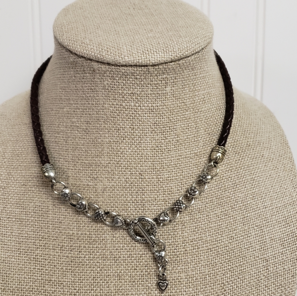 Brighton Brown Leather Front Toggle Necklace - image 1